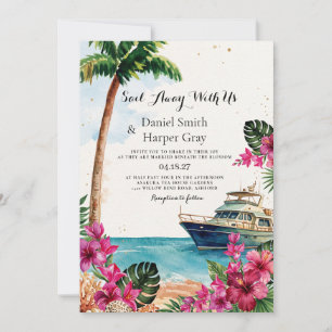 Faire-part de mariage voyage tropical paquebot