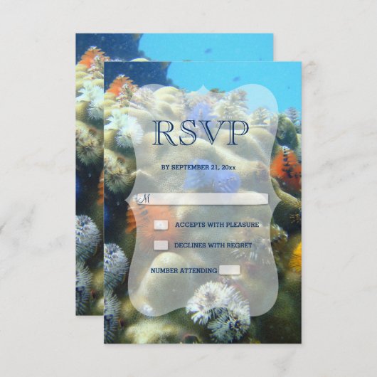 Faire-part de mariage | Vue sous-marine RSVP (Devant / Derrière)