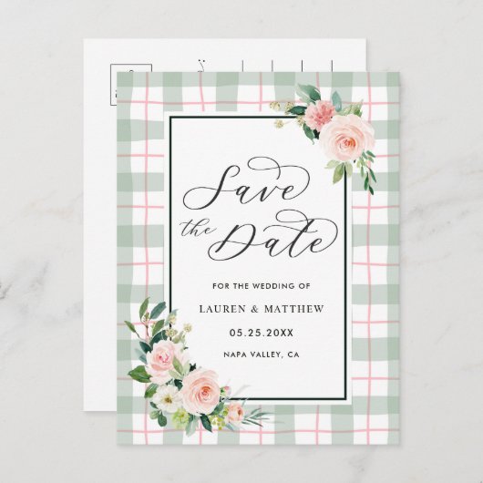 Faire-part de mariage Watercolor Bloom (Devant / Derrière)