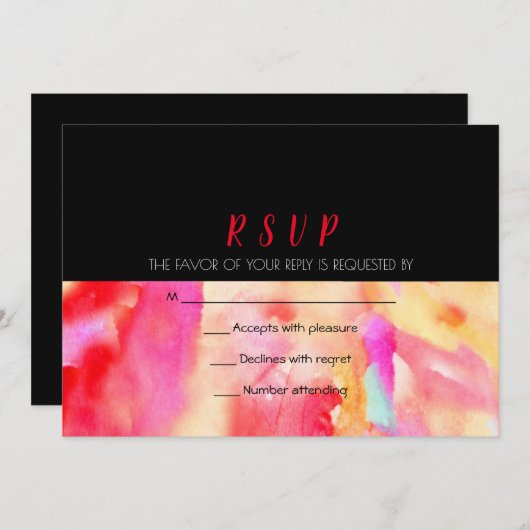 FAIRE-PART DE MARIAGE WATERCOLOR Réponse RSVP (Devant / Derrière)