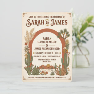 Faire-part de mariage Western Boho Terracotta