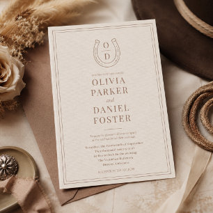 Faire-Part de Mariage Western Country Brun Monogra