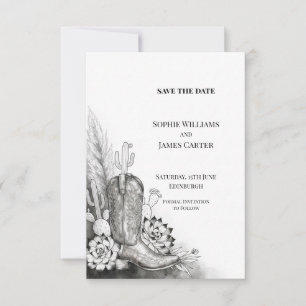 Faire-part de mariage Western Cowboy Boot Cactus