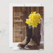 Faire-part de Mariage Western Jonquilles et Bottes (Devant)
