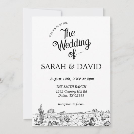Faire-part de mariage western vintage (Devant)