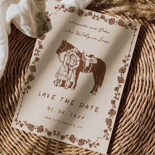 Faire-part de mariage western vintage Cowboy Cheva