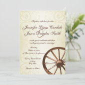 Faire-part de mariage Western Wagon Wheel (Debout devant)