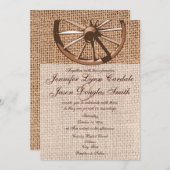 Faire-part de mariage Western Wagon Wheel Burlap (Devant / Derrière)