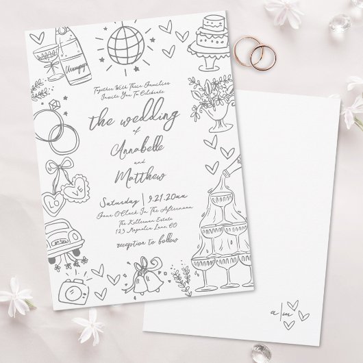 Faire-part de mariage Whimsical Gray Gray