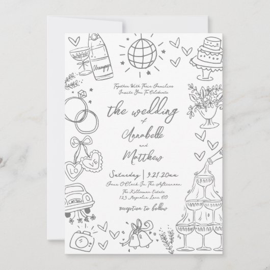 Faire-part de mariage Whimsical Gray Gray (Devant)