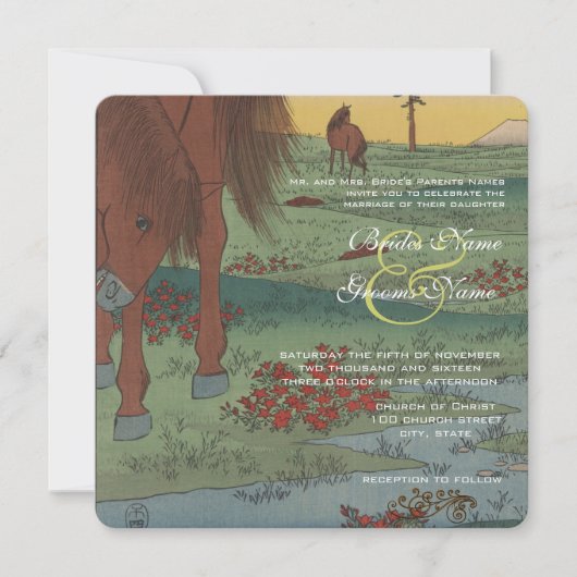 Faire-part de mariage Whimsical Horse (Devant)