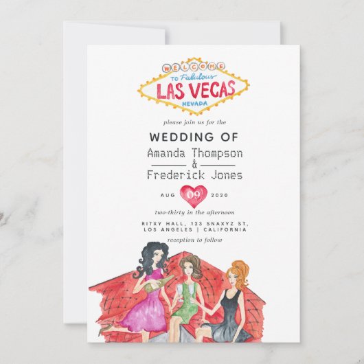 Faire-part de mariage Whimsical Las Vegas (Devant)