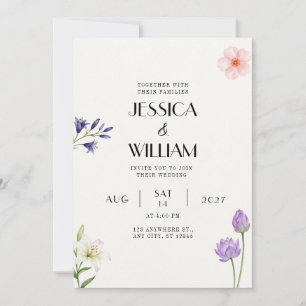 Faire-part de mariage White Lily Purple Lotus