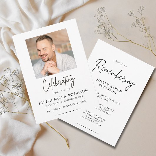 Faire-part de mémorial de funérailles pour la célé