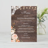 Faire-part de menu floral en dentelle de bois rose (Debout devant)