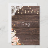 Faire-part de menu floral en dentelle de bois rose (Dos)