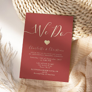 Faire-part de micro-mariage rouge romantique