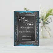 Faire-part de mise à jour de cadre gothique bleu (Debout devant)