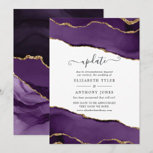 Faire-part de mise à jour de mariage à l'agate dor