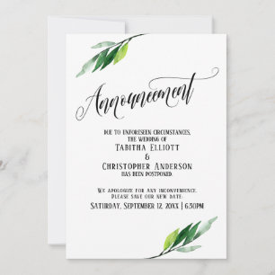 Faire-part de mise à jour du Mariage reportée de v