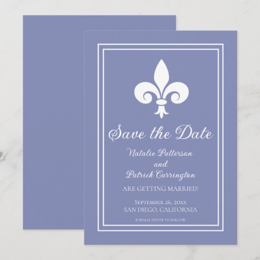 Faire-part de mise à jour Fleur de Lis Pervenche (Devant / Derrière)