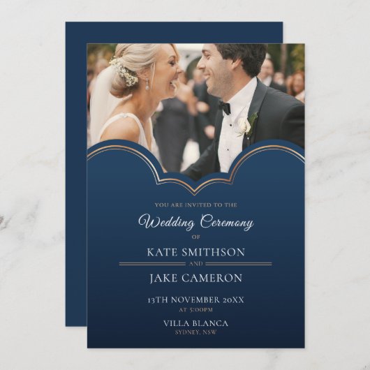 Faire-part de mise en garde de mariage photo or ma (Devant / Derrière)