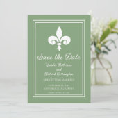 Faire-part de mise en garde Fleur de Lis Vert Mous (Debout devant)