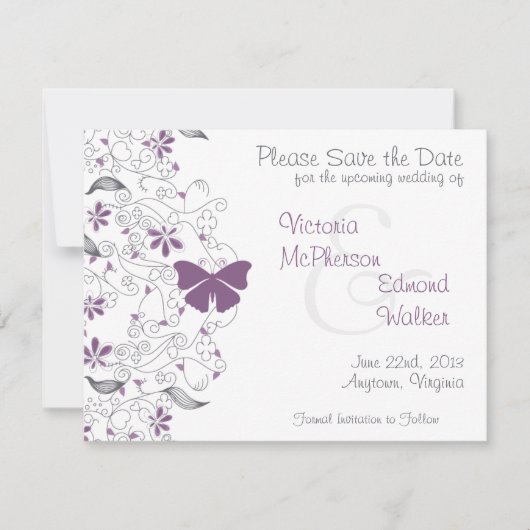 Faire-part de mise en garde papillon violet (Devant)