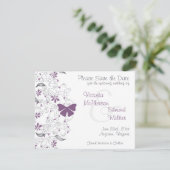 Faire-part de mise en garde papillon violet (Debout devant)