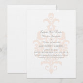 Faire-part de mise en garde Subtil Damassé Corail (Devant / Derrière)