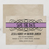 Faire-part de mise en garde Violet Flourish Border (Devant / Derrière)