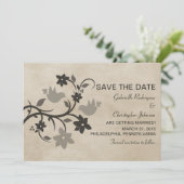 Faire-part de mise en vente Gray Floral Lovebirds (Debout devant)