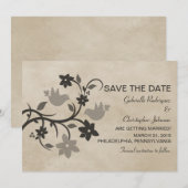 Faire-part de mise en vente Gray Floral Lovebirds (Devant / Derrière)