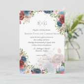 Faire-part de monogramme floral de couleur Bourgog (Debout devant)