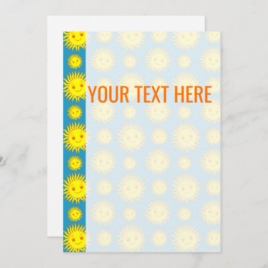 Faire-part de Motif de face du soleil jaune (Devant / Derrière)