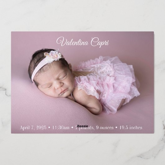 Faire-part de naissance (Verso)