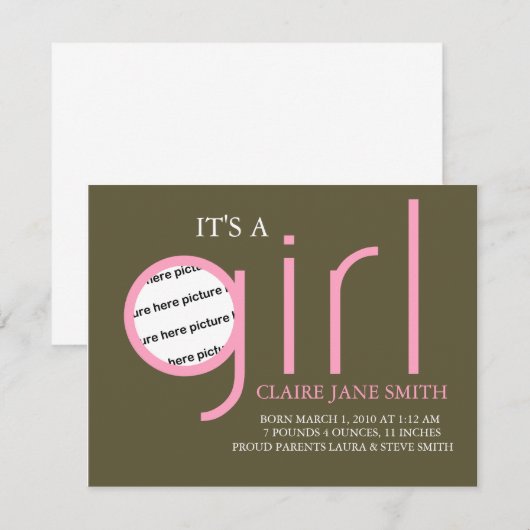 Faire-part de naissance (Devant / Derrière)