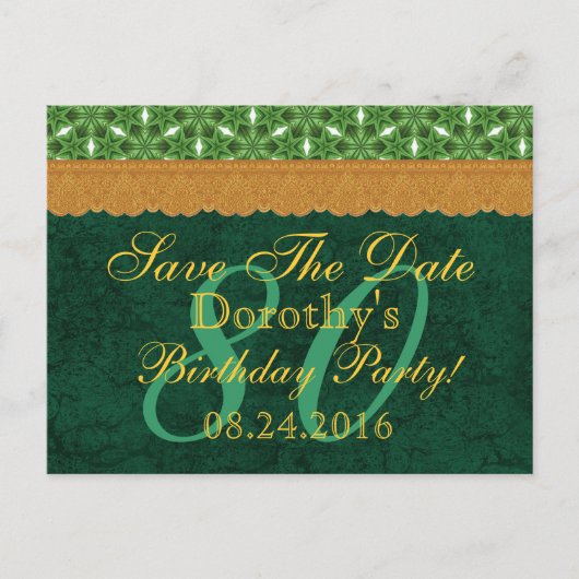 Faire-part de naissance 80 ans vert et doré 03 (Devant)