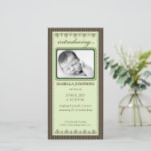 Faire-part de naissance à Customise verte à la cha (Debout devant)