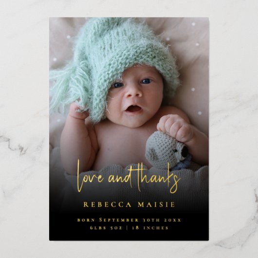 Faire-part de naissance à deux photos avec feuille (Recto)