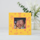 Faire-part de naissance à fleurs jaune et Saumon (Debout devant)