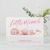 Faire-part de naissance à la main rose (Debout devant)