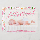 Faire-part de naissance à la main rose (Devant / Derrière)