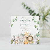 Faire-part de naissance à l'aquarelle verte et bla (Debout devant)