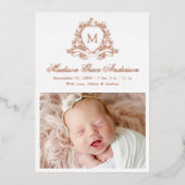 Faire-part de naissance à monogramme à motif flora (Recto)