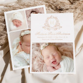 Faire-part de naissance à monogramme à motif flora