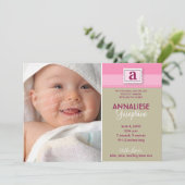 Faire-part de naissance à monogramme timbré :: ros (Debout devant)