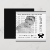Faire-part de naissance à papillon noir (Devant / Derrière)