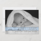 Faire-part de naissance à ruban bleu (Devant)