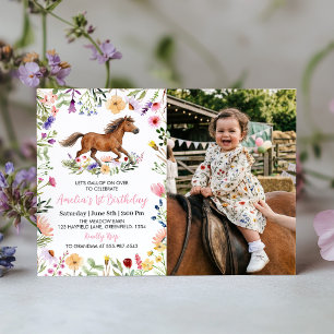 Faire-part de naissance à thème Cheval rustique et